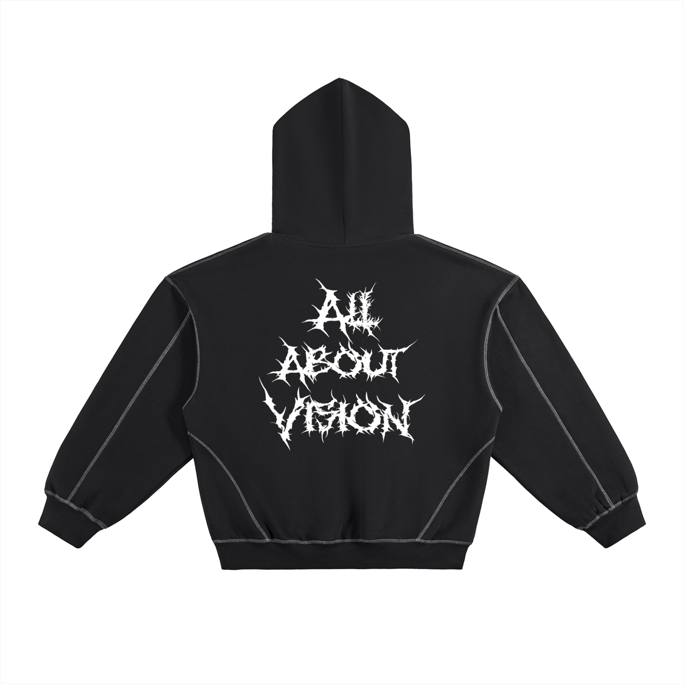 Contrast-Stitched Boxy Fleece Hoodie